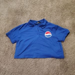 Retro Style Pepsi Logo Polo Crop Top